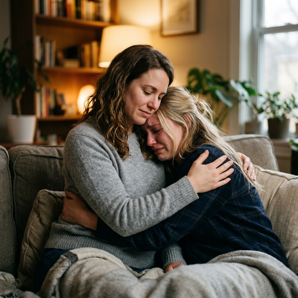 Women comforting each other